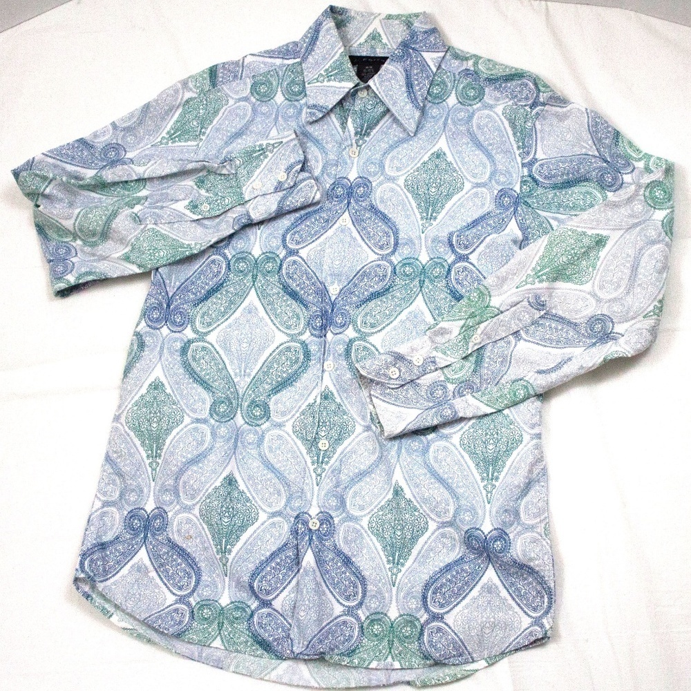 J. Ferrar Long Sleeve Button Front Paisley Shirt